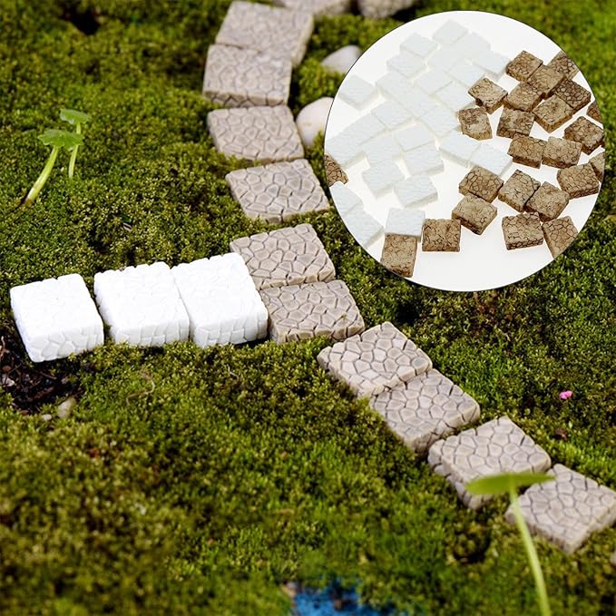 Cayway Fairy Garden Accessories, 50 PCS Miniature Stone Steps Miniature Garden Micro Landscape Decoration for DIY Craft, Scenes