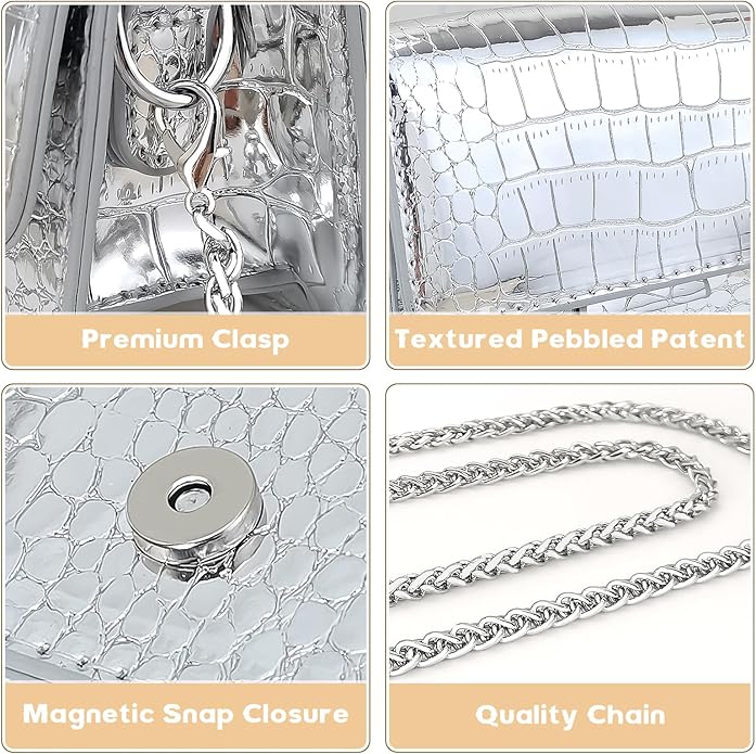 NovaKnot Metallic Mini Crossbody Purse, Evening Clutch Bag with Removable Chain Strap, Small Purse for Women, Not for Phones