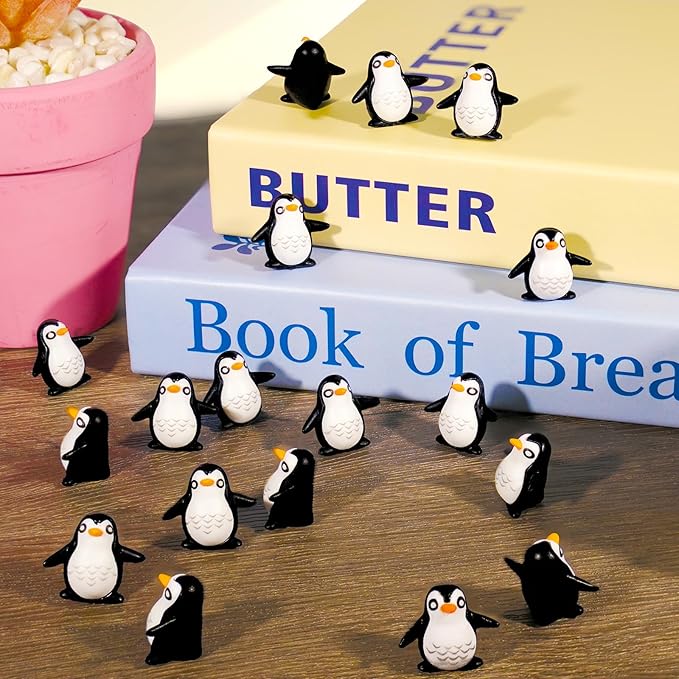 Bbiamsleep 130 Pcs Miniature Penguin Figurine Mini Resin Penguin Figurines Mini Resin Animals for Fairy Garden Micro Landscape Winter Christmas Decor