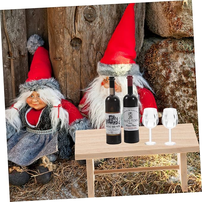 Abaodam 1set Miniature Wine Bottles with Cups Dollhouse Decor Realistic Mini Bottle Models for Photography Props and Home Decoration
