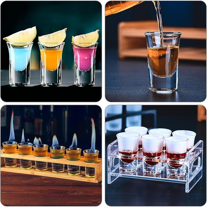 Goldmeet 6-Pack Mini Shot Glasses 0.8oz [24ml] - Heavy Base Clear Whiskey Glasses, Dishwasher Safe Glass Cups for Party/Bar/Housewarming Gift