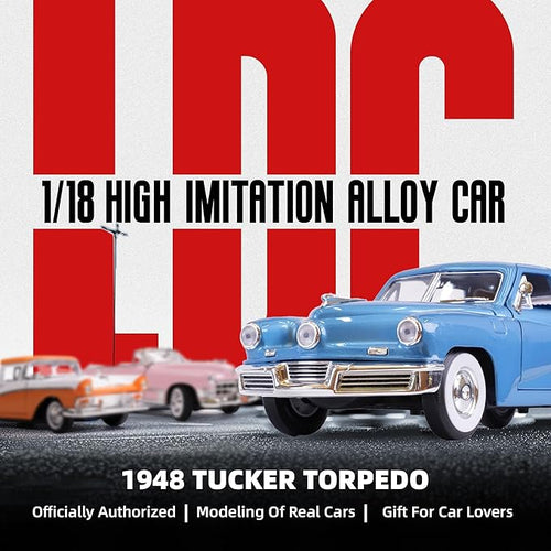 1948 Tucker Torpedo 1/18 Scale Die-Cast Metal Model Premium Classic Vintage Alloy Collection Cars with Display Case, for Kids Men and Teens Dad 14+ Year