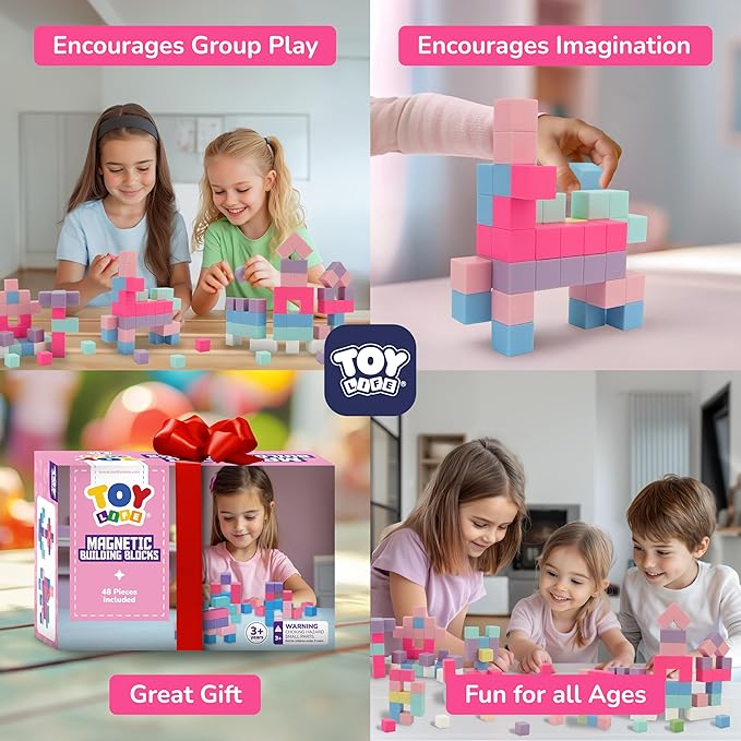 TOY Life 48 Pcs Magnetic Blocks Ages 3-5, Magnetic Building Blocks for Toddlers, Magnetics Blocks for Kids Ages 4-8 Girls & Boys, Learning Building Toys for Age 3 4 5 6 7 8-12