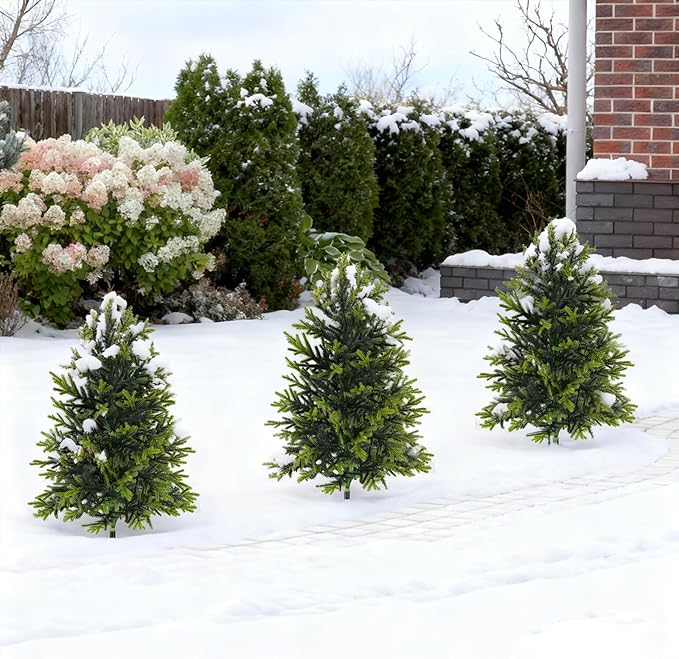 17inch Small Christmas Tree, Artificial Plastic Christmas Trees with Spikes for Christmas Home Indoor Outdoor Decoration, 2pcs