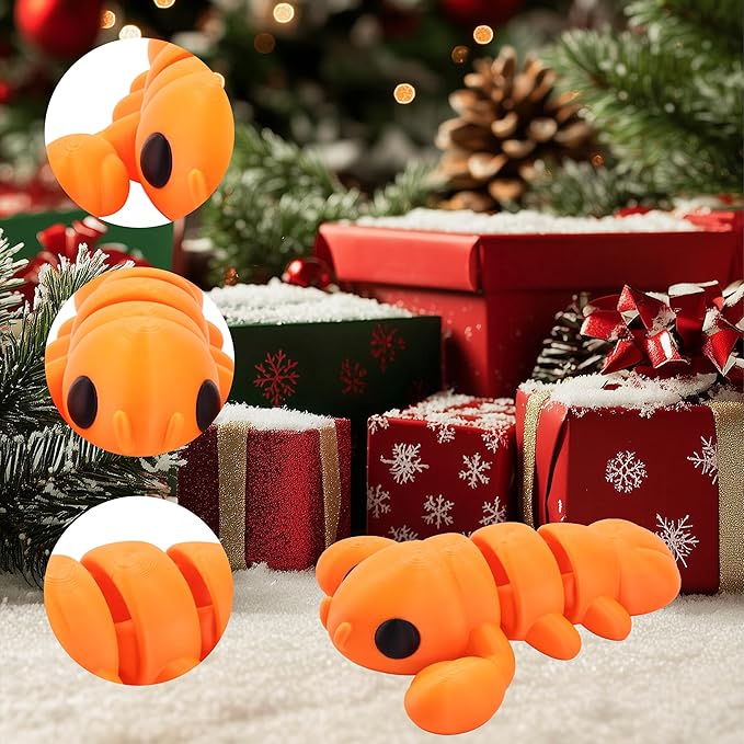 5.5 inches 3D Printed Lobster Figurines, Animal Figurines, Articulated Fidget Toys, Desk Decoration, Party Favor, Birthday Gifts, Office Display, Collectible Animals for Boys and Girls