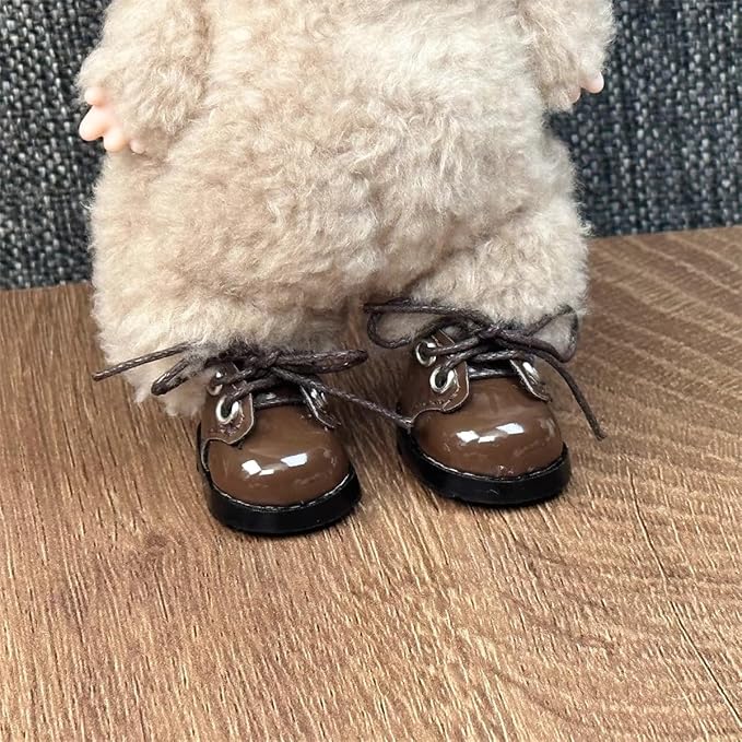 Compatible with Labubu Doll Shoes for 17cm Doll,Shoes Used for Labubu Accessories(P-Brown)