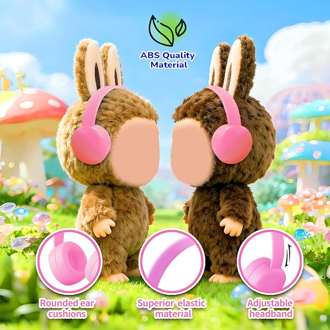 Olyre Doll Headphones for Dolls, Fits 17cm(6.69") Height Trendy Dolls or 1/6 BJDs, Miniature Headset Costume/Clothing Accessory (Doll Not Included) (Pink)