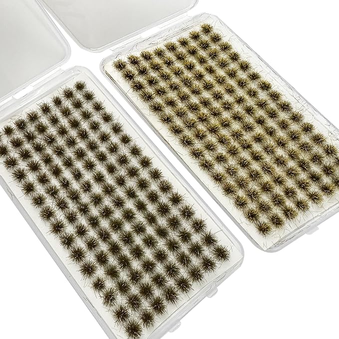 Woohome 208 PCS Static Grass Tuft Green Model Grass Tufts Terrain Model Kit Static Scenery Model Miniature Shrubs Bushes for Train Landscape Railway Artificial Grass Modeling