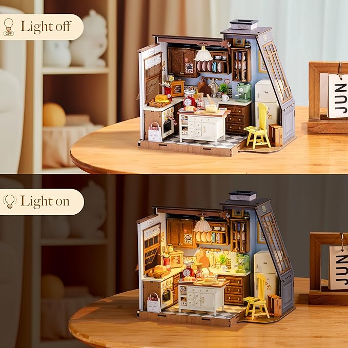 Rolife DIY Miniature House Kit for Adults, Mini Wooden Dollhouse Kit, Tiny House Diorama Building Kits-Birthday Christmas Craft Hobbies Gift for Teens Kids (Baking Kitchen)