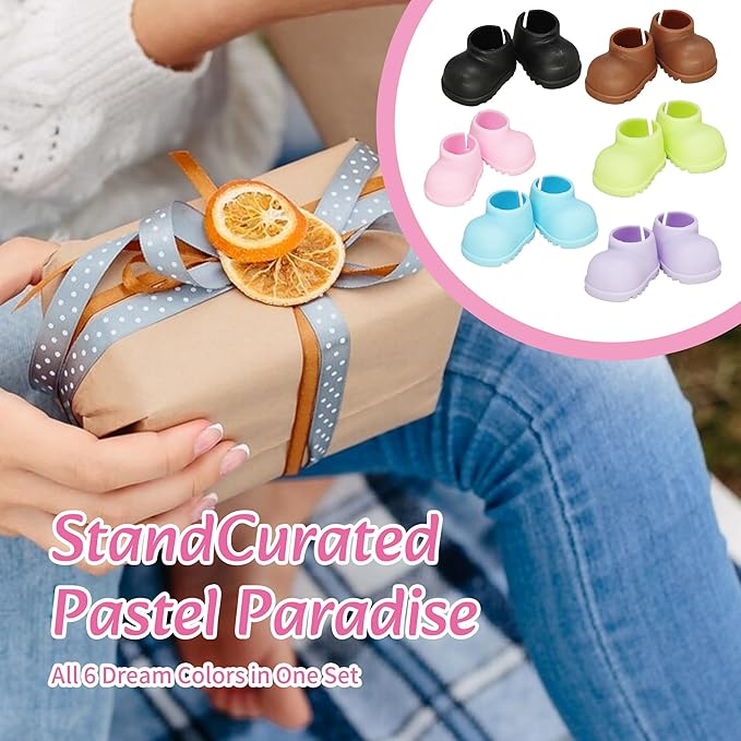6 Pairs 17cm Doll Shoes, Plastic Mini Shoes for 17cm Dolls, Mini Finger Shoes,Accessory for 6.9 Inch Dolls