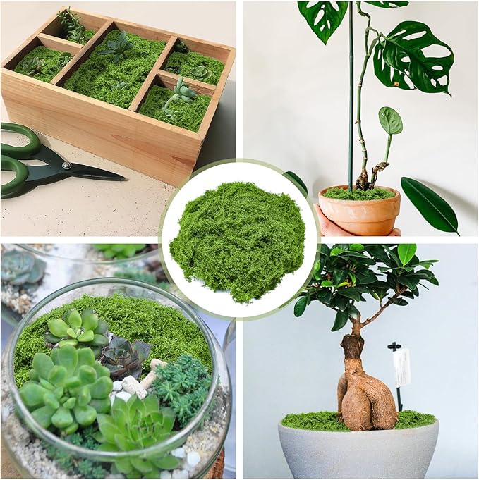 Fake Green Moss for Crafts 10.6 Oz Decorative Artificial Moss for Crafts Decorative Faux Moss Table Centerpieces Wedding Party Decor Fairy Garden Floral DIY