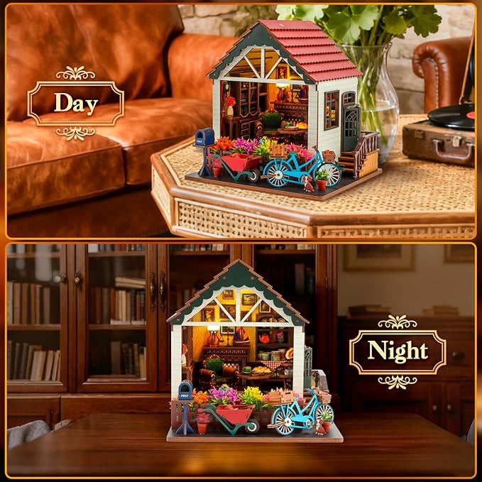 DIY Miniature Dollhouse Miniature Toy House Adult Book Nook kit 3D Wooden Puzzle Holiday Decoration Creative Gift for Family/Friends