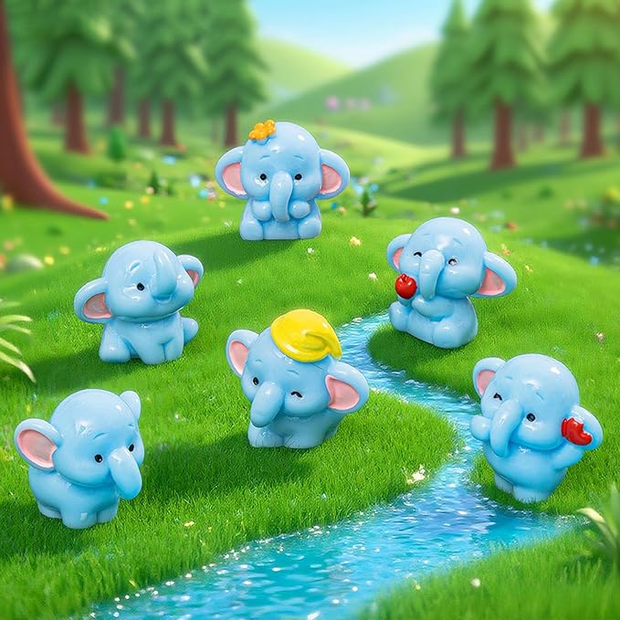 Cayway 18 PCS Miniature Elephant, Mini Elephant Decor Fairy Garden Animals for Plant Pots Bonsai Craft, Micro Landscaping Decoration