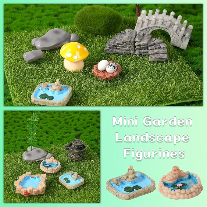 42 Pcs Jumping Spider Enclosure Accessories, Fairy House Accessories Including Resin Animals Miniature Figurines Micro Landscape Ornaments, Zen Garden Terrarium Accessories for Jumping Spider Decor