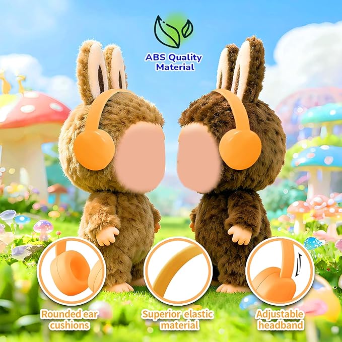 Olyre Doll Headphones for Dolls, Fits 17cm(6.69") Height Trendy Dolls or 1/6 BJDs, Miniature Headset Costume/Clothing Accessory (Doll Not Included) (Orange)