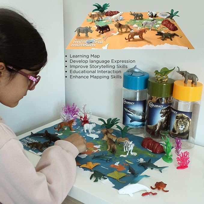 10pcs Mini Wild Animals Toys for Kids - Realistic Safari Figurines Jungle Zoo Playset Lion Elephant Tiger Forest Wildlife Animal Toys Sensory Bin Bath Play Christmas Birthday Toddlers Gift