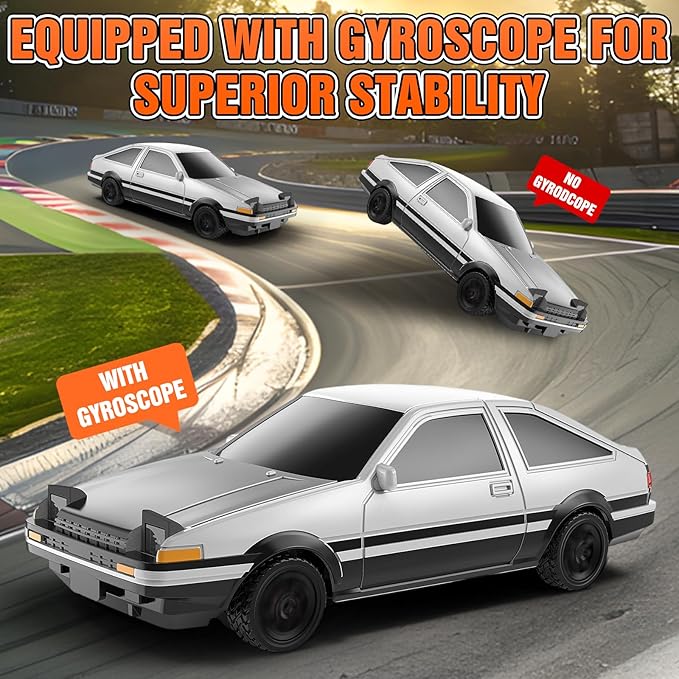 RC Drift car, 1/43 Mini Rc Drift car with Gyroscope, 2.4GHz Full Proportional Remote control Cars, 4WD High Speed Racing with Lights, Racing Tires, Model Cars Gift for Adults, Kids, Boys, Girls