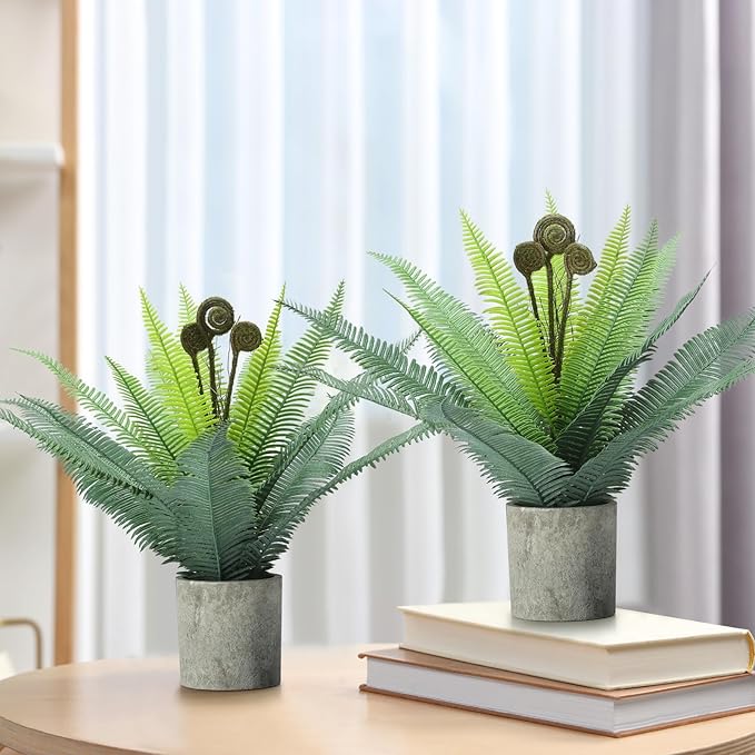 FAVOWREATH 2 Pack Small Fake Plants Potted Artificial Plants Indoor for Home Decor Office Room Farmhouse Indoor Table Bathroom Decor