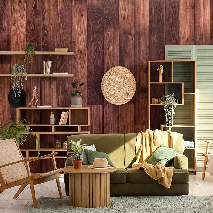 Flutesan 3 Pcs Miniature Dollhouse Wallpaper and Flooring Peel and Stick 1:12 Scale Self Adhesive Doll House Wallpaper DIY Mini Dollhouse Accessories 8.27 x 11.69 Inch (Wood Color)