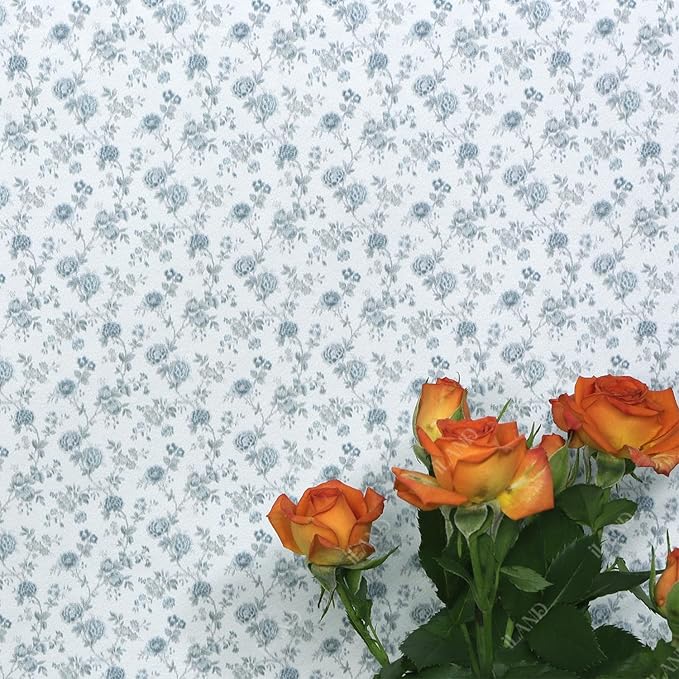 iLAND Originality Dollhouse Wallpaper 39 * 15.7 inch, Dollhouse Accessories on 1:12 Scale or 1:6 Scale (Blue Rose)