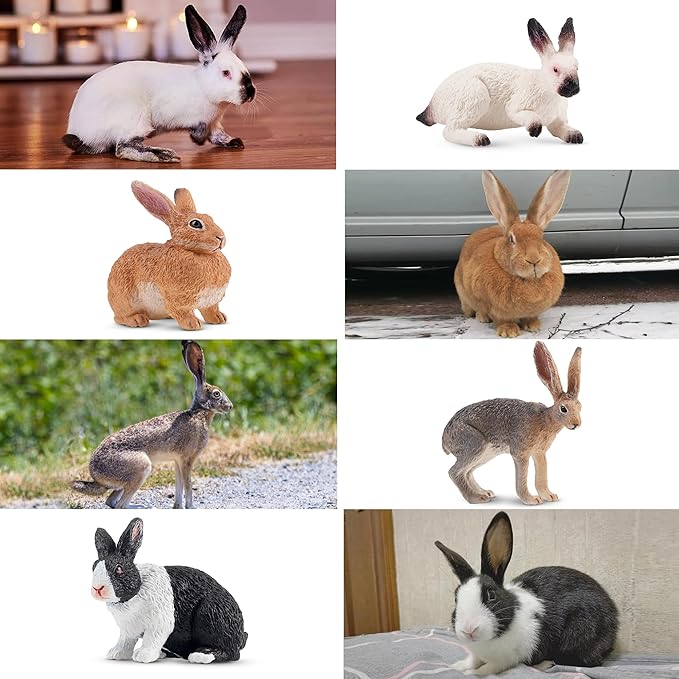 Toymany 12PCS Easter Bunny Figures Toys for Kids, Rabbit Figures Farm Animal Toy for Cake Toppers Party Favors for Toddlers