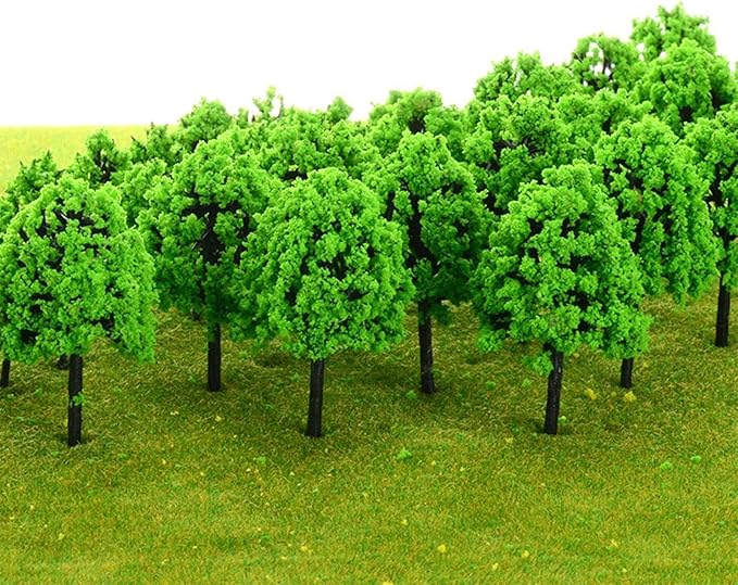 Cayway 60 PCS Miniature Trees Mixed Model Trees Mixed Colors Accessories Model Train Scenery Architecture Trees Fake Trees for Building Model, Model Scenery with No Bases