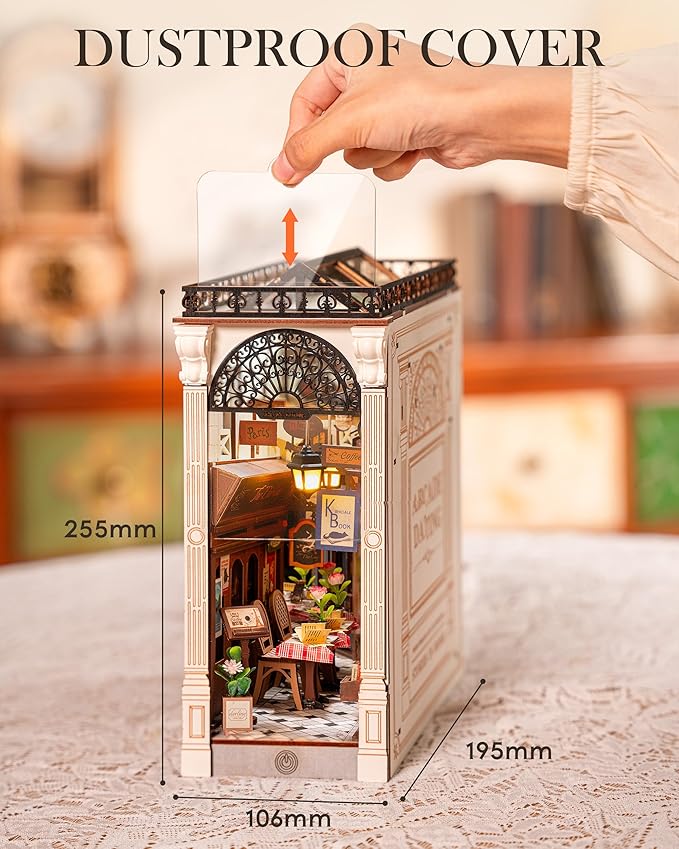 Rolife DIY Book Nook Kit for Adults European Arcade Street Scene, Miniature House Kits 3D Wooden Puzzle Booknook with LED Lighting, Home Decor Craft Creative Gift for Mom Dad Teens