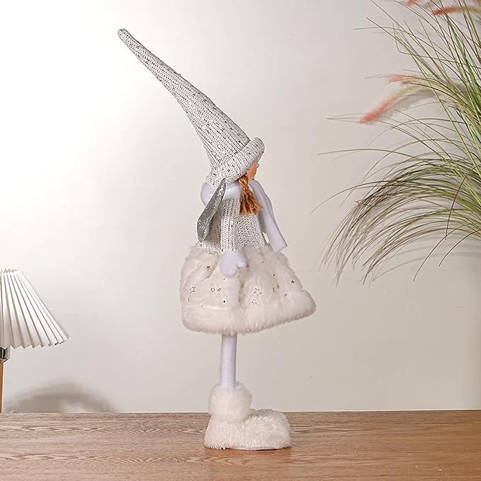Dedrian11 Christmas Indoor Decor Fabric Angel Doll, Festive Elf Figurine with Whimsical Charm,Ornament & Gift for Women, Christmas Tree Decor & Home Accent (White)