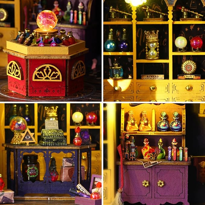DIY Miniature House Kit, Mini House Building Kit with LED & Music Movement, DIY Miniature Kit for Adults Teen, Dollhouse Kit, Magic Energy Station