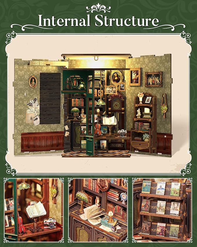 CUTEBEE Book Nook Kit - DIY Miniature House Dollhouse Kit for Adults, Booknook Tiny House Bookshelf Decor 3D Wooden Puzzle, Gifts for Family and Friends (Owl Bookstore)