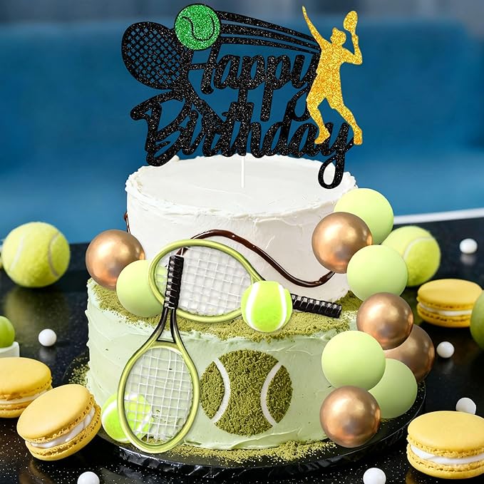 Tennis Cake Decoration Sports Happy Birthday Party Decorations Sport Tennis Birthday Cake Decorations Player for Sport Baby Shower Bridal Shower Wedding Party Supplies