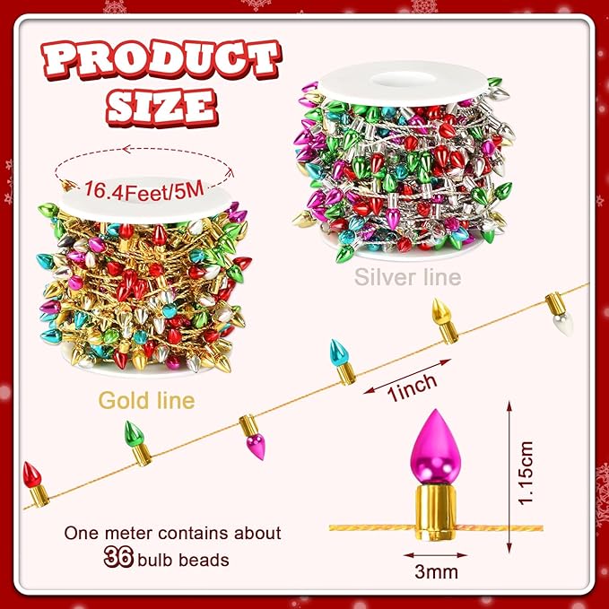 Jansun 32.8 Feet Dollhouse Fake String, Miniatures Dollhouse Christmas String Decorations for Doll House Miniature Furniture Crafts Accessories Christmas Holiday Wedding Party Decor