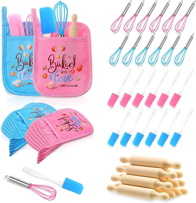 48 Pcs Kids Baking Supplies for Real Cooking Games Prize Party Favors, Valentines Gifts for Kids, Baking Cooking Birthday Party for Boys Girls Toddlers (Small)