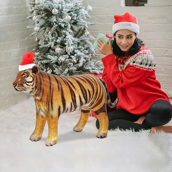 Jet Creations 40" Long Inflatable Tiger Toy, Orange-Yellow with Black Stripes, Realistic Jungle Animal Figure, Home Decor, Photo Prop, Thanksgiving Christmas Winter,Wildlife Safari Theme, 1 pc