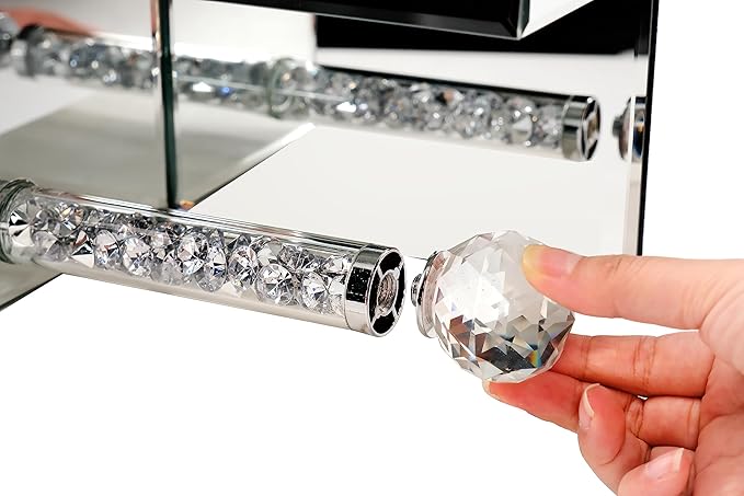 TACIDON Crystal Crush Diamond Toilet Paper Holder with Mirrored Shelf. Silver Modern Toilet Paper Holder Wall Mounted, Glamorous Mirror Toilet Paper Roll Holder for Bathroom Washroom.