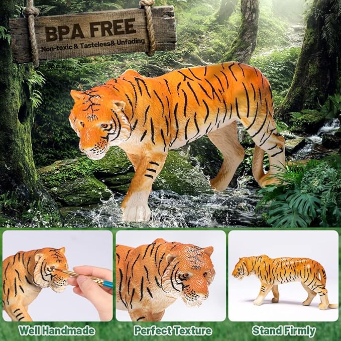 FRUSE Safari Animals Figures Toys, 12PCS Wild Zoo Figurines, Realistic African Jungle Playset With Panda, Lion, Elephant, Educational Learning Toys for Toddlers Kids 3-5
