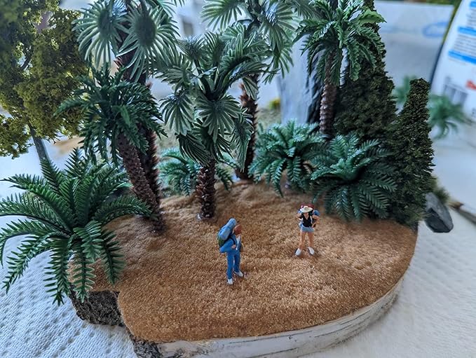 OrgMemory 36pcs Palm Trees, Ho Scale Bushes, Plastic Trees for Projects 1.5-6 inch(3-16 cm), Miniature Trees