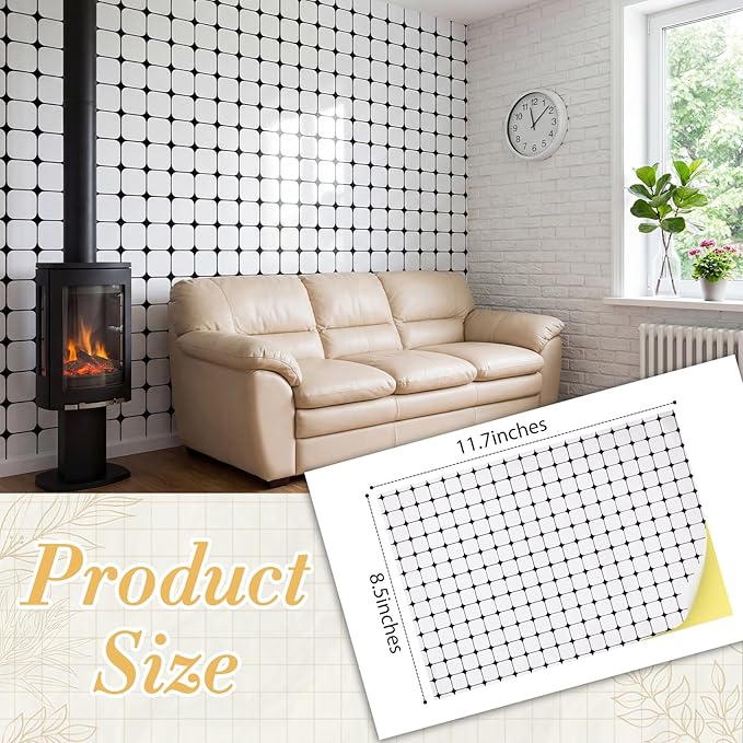 Flutesan 3 Pcs Miniature Dollhouse Wallpaper and Flooring Peel and Stick 1:12 Scale Self Adhesive Doll House Wallpaper DIY Mini Dollhouse Accessories 8.27 x 11.69 Inch (Checks)