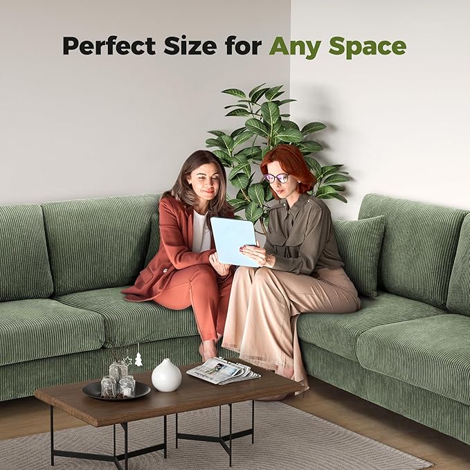 70in Corduroy Couch, Kidirect Sofa No Tool Assembly, Comfy Couches for Living Room 21in Deeper Seats, Corduroy Sofas for Living Room with 2 Pillows, Oversized Loveseat Sofa, Boho Love Seat Green Couch