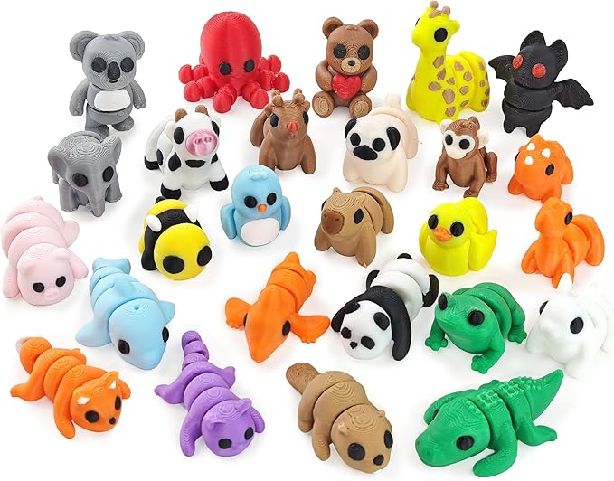 26 PCS 3D Printed Animal Figurines Set, Articulated Animal Figurines,Fidget Toys, Flexible Desk Decor, Party Favor, Gifts for Girls and Boys, Office Desk Pets, School Gifts