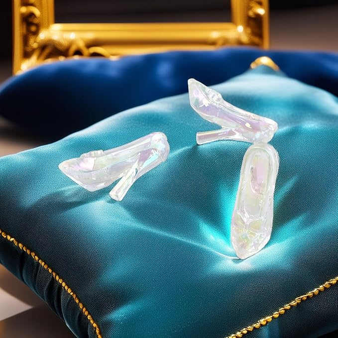 4pcs Acrylic Mini High Heels: Crystal Glass Slipper Style Shoes (1:12 Approx) for Dollhouse Fashion, DIY Jewelry, Collector Display