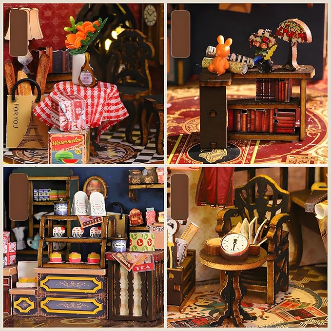 DIY Miniature House Kit Vintage Steam Train Building Model Tiny Home Kit with Music Mini House Build Craft Kits for Adults Home Decor Creative Gift for Friends