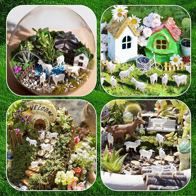 30 Pcs Mini Goat Figurines Miniature Resin Farm Animal Figurines Set for Decorating Outdoor Micro Landscape Mini Gardens Potted Plant Accessories and Creative DIY Props Cake Topper (Goat)
