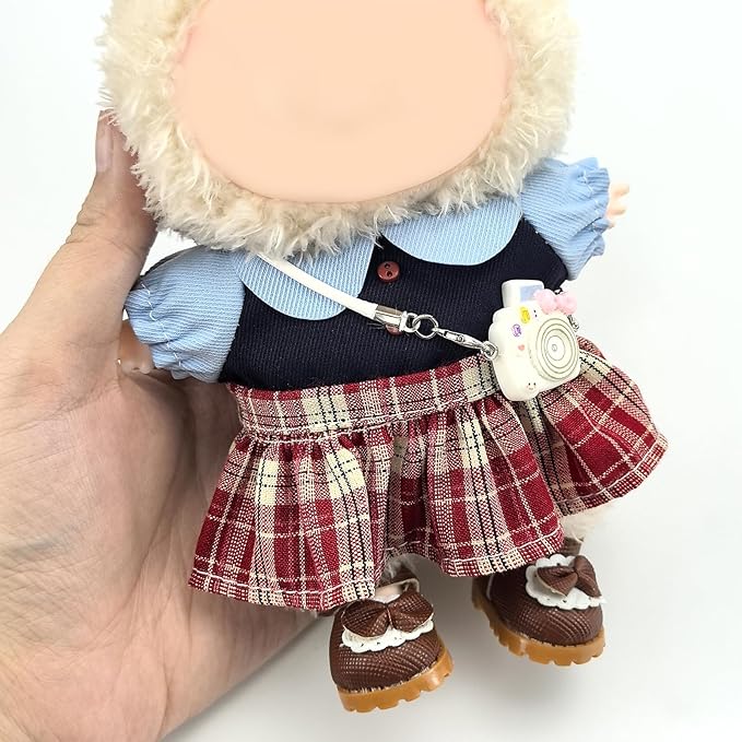 QIUTIMIY Mini Doll Shoes Accessories – 1 Pairs of Bowknot Mini Shoes for 17cm Dolls,Fashion Doll Footwear for Dress Up and Replacement (No Doll)（Bow Brown）