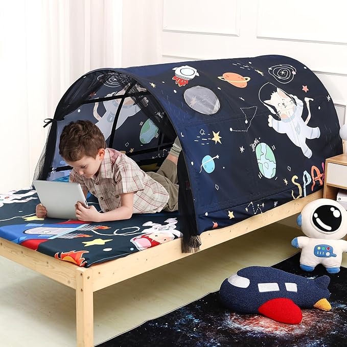 Bed Tent for Kids Lucky Castle Bed Tent Foldable Game House for Children Play Tents for Girls Boys Sleeping Canopy Playhouse