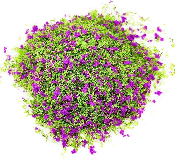PrettyLife Miniature Flower Grass Cluster Tufts Material Colorful for DIY Mini Dollhouse Fairy Garden Tree Railway Simulated Static Scenery Micro Landscape Model (Purple)