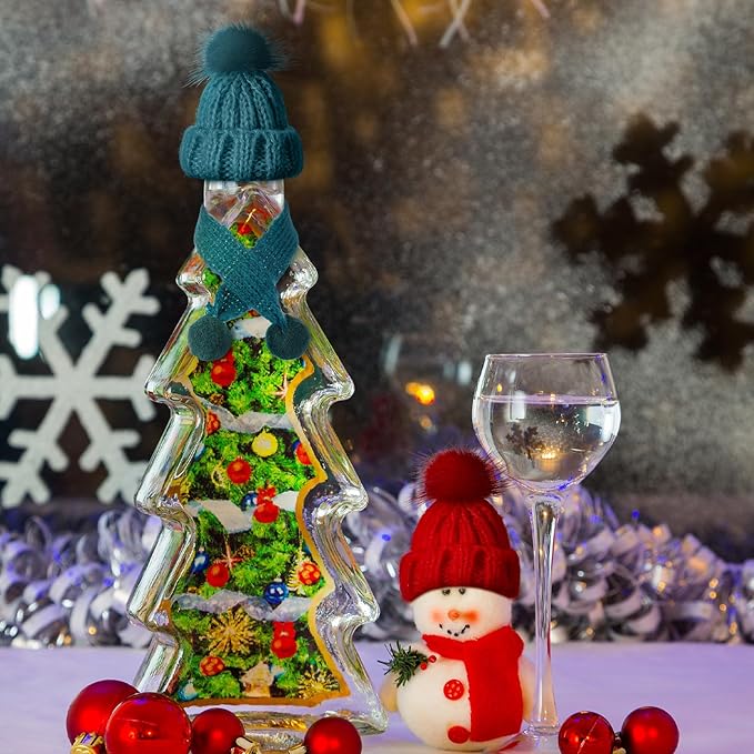 Bencailor 24 Pcs Mini Christmas Knitting Hats and Mini Christmas Scarf Set Knitting Doll Hat Scarf Santa Knit Hat Tree Ornaments for DIY Craft Art Doll Decoration (Mixed Color)
