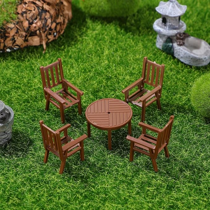 DOITOOL Mini Table and Chair Set Dollhouse Furniture 1.18 Inch Plastic Playhouse Accessory for Kids Creative Play and Decoration