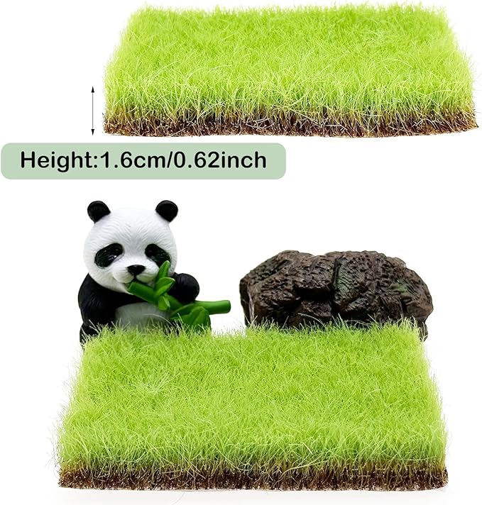 Woohome 2 PCS Static Grass Tuft Railway Artificial Grass for Train Scenery, Railway Landscape, Military Sand Table DIY, Light Green