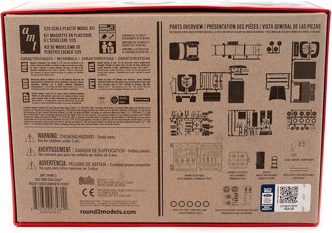 AMT Round 2 1953 Ford Pickup (Coca-Cola) 1:25 Scale Model Kit (AMT1144M), White